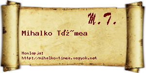 Mihalko Tímea névjegykártya
